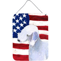 "Caroline's Treasures Usa American Flag with Bedlington Terrier Wall or Door Hanging Prints, 16"" x 12"", Multicolor"