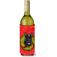 Australian Kelpie Cristmas Wreath Wine Bottle Beverage Insulator Beverage Insulator Hugger