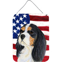 "Caroline's Treasures SS4248DS1216 Usa American Flag with Cavalier Spaniel Wall or Door Hanging Prints, 16"" x 12"", Multicolor"
