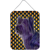 "Caroline's Treasures Skye Terrier Candy Corn Halloween Portrait Wall or Door Hanging Prints, 16"" x 12"", Multicolor"