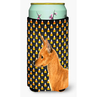 Min Pin Candy Corn Halloween Portrait  Tall Boy Beverage Insulator Beverage Insulator Hugger