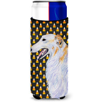 Borzoi Candy Corn Halloween Portrait Ultra Beverage Insulators for slim cans SS4268MUK