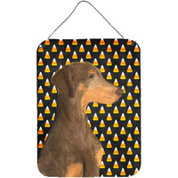 "Caroline's Treasures SS4272DS1216 Doberman Candy Corn Halloween Portrait Wall or Door Hanging Prints, 16"" x 12"", Multicolor"