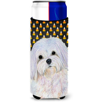 Maltese Candy Corn Halloween Portrait Ultra Beverage Insulators for slim cans SS4275MUK