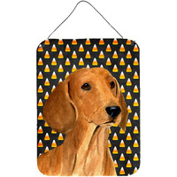 "Caroline's Treasures SS4280DS1216 Dachshund Candy Corn Halloween Portrait Wall or Door Hanging Prints, 16"" x 12"", Multicolor"