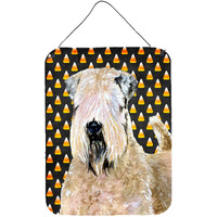 "Caroline's Treasures Wheaten Terrier Soft Coated Candy Corn Halloween Wall or Door Hanging Prints, 16"" x 12"", Multicolor"