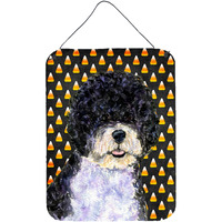 "Caroline's Treasures Portuguese Water Dog Candy Corn Halloween Portrait Wall or Door Hanging Prints, 16"" x 12"", Multicolor"