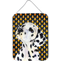 "Caroline's Treasures SS4286DS1216 Dalmatian Candy Corn Halloween Portrait Wall or Door Hanging Prints, 16"" x 12"", Multicolor"
