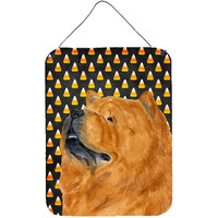"Caroline's Treasures SS4295DS1216 Chow Chow Candy Corn Halloween Portrait Wall or Door Hanging Prints, 16"" x 12"", Multicolor"