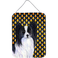 "Caroline's Treasures SS4298DS1216 Papillon Candy Corn Halloween Portrait Wall or Door Hanging Prints, 16"" x 12"", Multicolor"