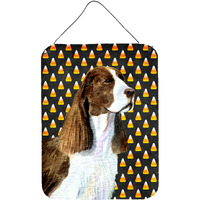 "Caroline's Treasures SS4306DS1216 Springer Spaniel Candy Corn Halloween Portrait Wall or Door Hanging Prints, 16"" x 12"", Multicolor"