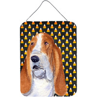 "Caroline's Treasures SS4321DS1216 Basset Hound Candy Corn Halloween Portrait Wall or Door Hanging Prints, 16"" x 12"", Multicolor"