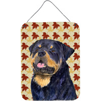 "Caroline's Treasures Rottweiler Fall Leaves Portrait Aluminium Metal Wall or Door Hanging Prints, 16"" x 12"", Multicolor"