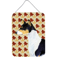 "Caroline's Treasures SS4342DS1216 Basenji Fall Leaves Portrait Aluminium Metal Wall or Door Hanging Prints, 16"" x 12"", Multicolor"