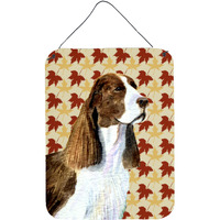 "Caroline's Treasures SS4343DS1216 Springer Spaniel Fall Leaves Portrait Wall or Door Hanging Prints, 16"" x 12"", Multicolor"