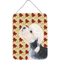 "Caroline's Treasures Dandie Dinmont Terrier Fall Leaves Portrait Wall or Door Hanging Prints, 16"" x 12"", Multicolor"