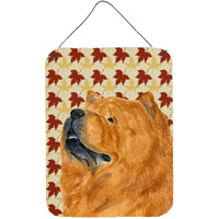 "Caroline's Treasures Chow Fall Leaves Portrait Aluminium Metal Door Hanging Prints wall-decor, 16"" x 12"", Multicolor"