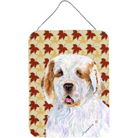 "Caroline's Treasures Clumber Spaniel Fall Leaves Portrait Wall or Door Hanging Prints, 16"" x 12"", Multicolor"