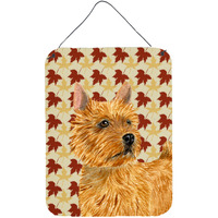 "Caroline's Treasures Norwich Terrier Fall Leaves Portrait Wall or Door Hanging Prints, 16"" x 12"", Multicolor"
