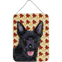 "Caroline's Treasures Australian Kelpie Fall Leaves Portrait Wall or Door Hanging Prints, 16"" x 12"", Multicolor"