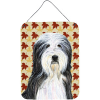 "Caroline's Treasures SS4359DS1216 Bearded Collie Fall Leaves Portrait Aluminium Metal Wall or Door Hanging Prints, 16"" x 12"", Multicolor"