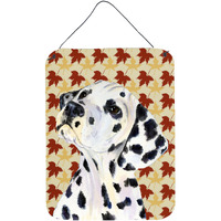 "Caroline's Treasures SS4364DS1216 Dalmatian Fall Leaves Portrait Aluminium Metal Wall or Door Hanging Prints, 16"" x 12"", Multicolor"