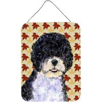 "Caroline's Treasures Portuguese Water Dog Fall Leaves Portrait Wall or Door Hanging Prints, 16"" x 12"", Multicolor"