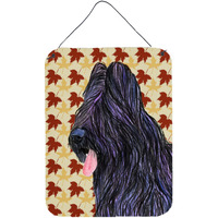 "Caroline's Treasures Briard Fall Leaves Portrait Aluminium Metal Wall or Door Hanging Prints, 16"" x 12"", Multicolor"