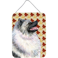 "Caroline's Treasures Keeshond Fall Leaves Portrait Aluminium Metal Wall or Door Hanging Prints, 16"" x 12"", Multicolor"