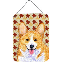 "Caroline's Treasures SS4370DS1216 Corgi Fall Leaves Portrait Aluminium Metal Wall or Door Hanging Prints, 16"" x 12"", Multicolor"