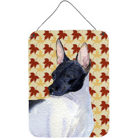 "Caroline's Treasures Rat Terrier Fall Leaves Portrait Aluminium Metal Wall or Door Hanging Prints, 16"" x 12"", Multicolor"