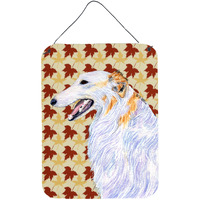 "Caroline's Treasures Borzoi Fall Leaves Portrait Aluminium Metal Wall or Door Hanging Prints, 16"" x 12"", Multicolor"