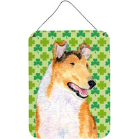 "Caroline's Treasures Collie Smooth St. Patrick's Day Shamrock Portrait Wall or Door Hanging Prints, 16"" x 12"", Multicolor"