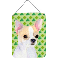 "Caroline's Treasures SS4405DS1216 Chihuahua St. Patrick's Day Shamrock Portrait Wall or Door Hanging Prints, 16"" x 12"", Multicolor"