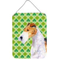 "Caroline's Treasures Fox Terrier St. Patrick's Day Shamrock Portrait Wall or Door Hanging Prints, 16"" x 12"", Multicolor"