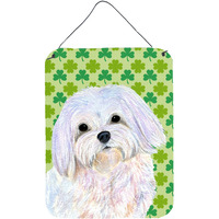 "Caroline's Treasures SS4413DS1216 Maltese St. Patrick's Day Shamrock Portrait Wall or Door Hanging Prints, 16"" x 12"", Multicolor"