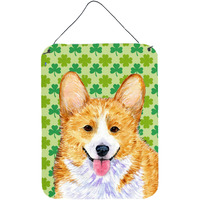 "Caroline's Treasures SS4417DS1216 Corgi St. Patrick's Day Shamrock Wall or Door Hanging Print, 16"" x 12"", Multicolor"
