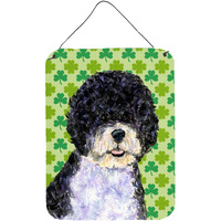 "Caroline's Treasures Portuguese Water Dog St. Patrick's Day Shamrock Wall or Door Hanging Prints, 16"" x 12"", Multicolor"