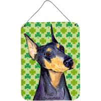 "Caroline's Treasures SS4426DS1216 Doberman St. Patrick's Day Shamrock Portrait Wall or Door Hanging Prints, 16"" x 12"", Multicolor"