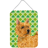 "Caroline's Treasures Norwich Terrier St. Patrick's Day Shamrock Portrait Wall or Door Hanging Prints, 16"" x 12"", Multicolor"