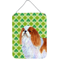 "Caroline's Treasures English Toy Spaniel St. Patrick's Day Shamrock Wall or Door Hanging Prints, 16"" x 12"", Multicolor"