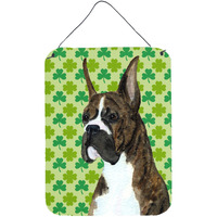 "Caroline's Treasures SS4439DS1216 Boxer St. Patrick's Day Shamrock Portrait Wall or Door Hanging Prints, 16"" x 12"", Multicolor"