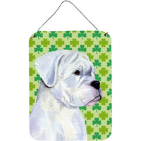 "Caroline's Treasures SS4440DS1216 Boxer St. Patrick's Day Shamrock Portrait Wall or Door Hanging Prints, 16"" x 12"", Multicolor"