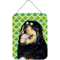 "Caroline's Treasures Tibetan Mastiff St. Patrick's Day Shamrock Portrait Wall or Door Hanging Prints, 16"" x 12"", Multicolor"