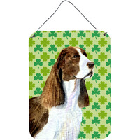 "Caroline's Treasures SS4444DS1216 Springer Spaniel St. Patrick's Day Shamrock Wall or Door Hanging Prints, 16"" x 12"", Multicolor"