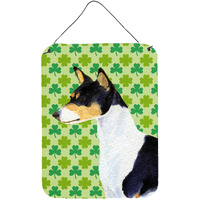 "Caroline's Treasures SS4445DS1216 Basenji St. Patrick's Day Shamrock Portrait Wall or Door Hanging Prints, 16"" x 12"", Multicolor"