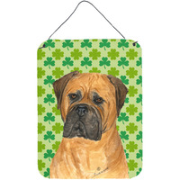 "Caroline's Treasures Bullmastiff St. Patrick's Day Shamrock Portrait Wall or Door Hanging Prints, 16"" x 12"", Multicolor"