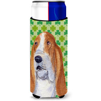 Basset Hound St. Patrick's Day Shamrock Portrait Ultra Beverage Insulators for slim cans SS4459MUK