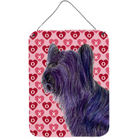 "Caroline's Treasures Skye Terrier Hearts Love and Valentine's Day Wall or Door Hanging Prints, 16"" x 12"", Multicolor"