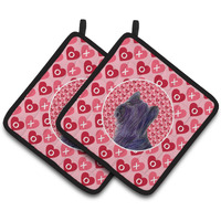 "Caroline's Treasures Skye Terrier Hearts Love & Valentine's Day Portrait Pair of Pot Holders SS4463PTHD, 7.5HX7.5W, Multicolor"